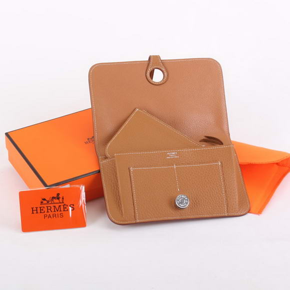 1:1 Quality Hermes Dogon Combined Wallets A508 Coffee Replica - Click Image to Close